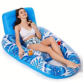 Multi-function inflatable maple leaf deck chair floating drainage with cup holder clip net floating row deck chair floating bed 1 piece