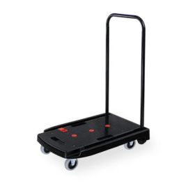 1pc 330 lbs. Capacity Black Plastic Steel Body Foldable Platform Trolley Push Hand Cart Black