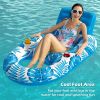 Multi-function inflatable maple leaf deck chair floating drainage with cup holder clip net floating row deck chair floating bed 1 piece