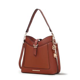 MKF Collection Geneva Vegan Leather Women Shoulder Bag by Mia K (Material: Vegan Leather, Color: Cognac)